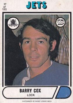 1976 Scanlens #37 Barry Cox Front